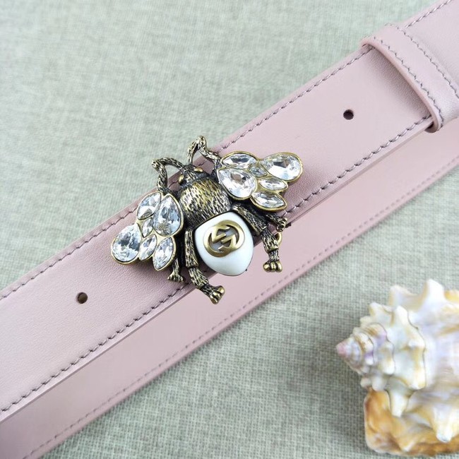 Gucci leather belt with bee 499638 pink