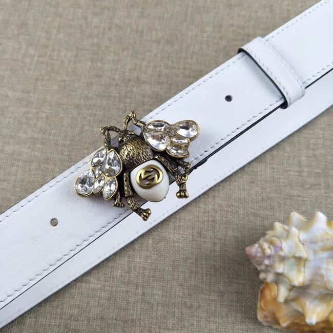 Gucci leather belt with bee 499638 white