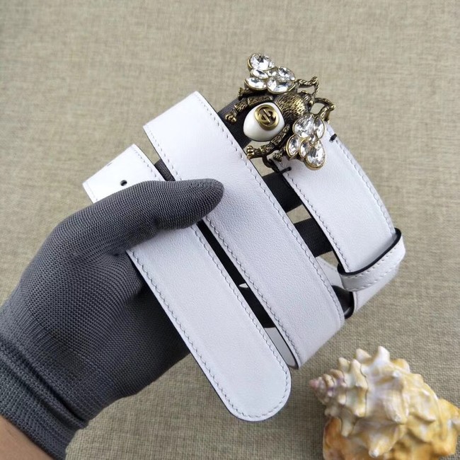 Gucci leather belt with bee 499638 white