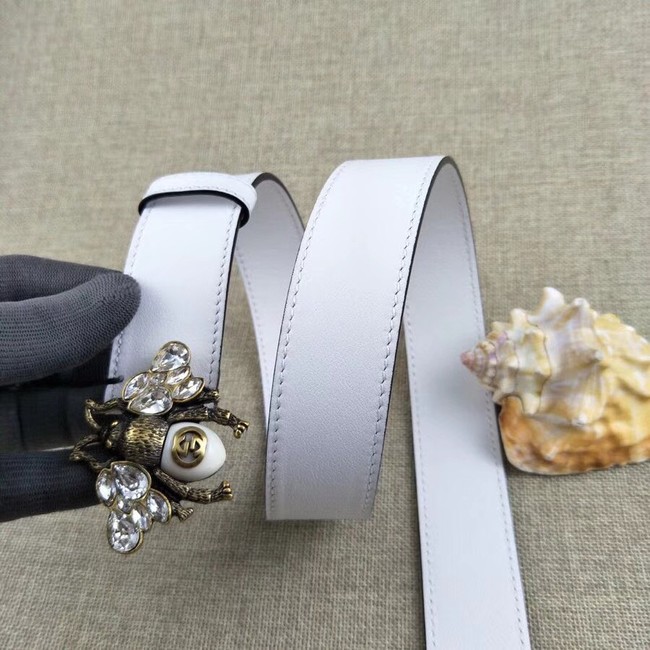 Gucci leather belt with bee 499638 white