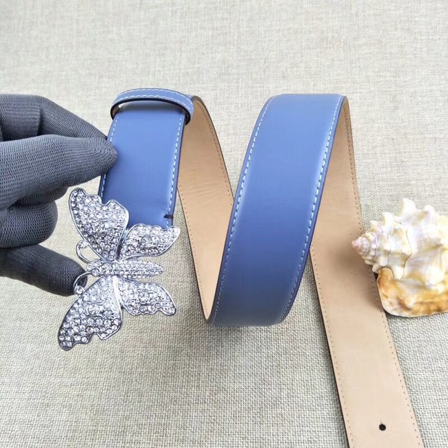 Gucci leather belt with butterfly 499553 blue