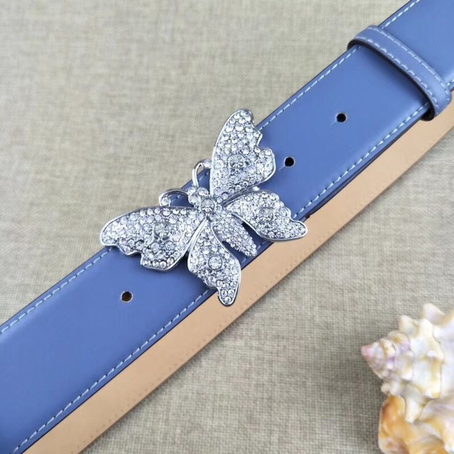 Gucci leather belt with butterfly 499553 blue