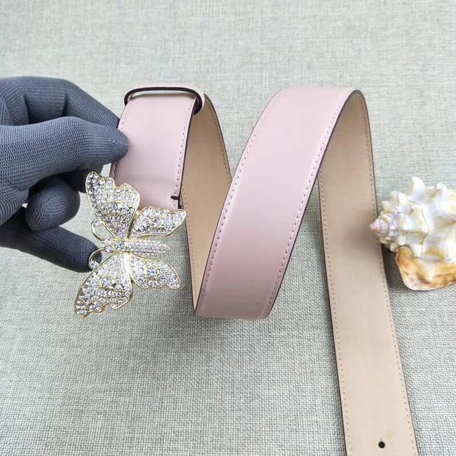 Gucci leather belt with butterfly 499553 pink