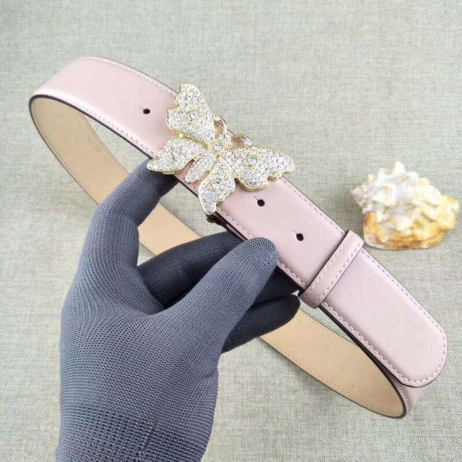 Gucci leather belt with butterfly 499553 pink