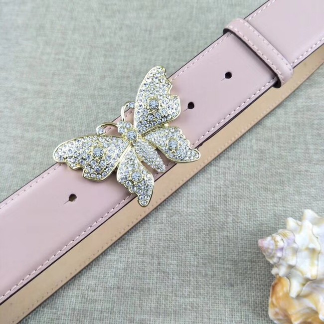Gucci leather belt with butterfly 499553 pink