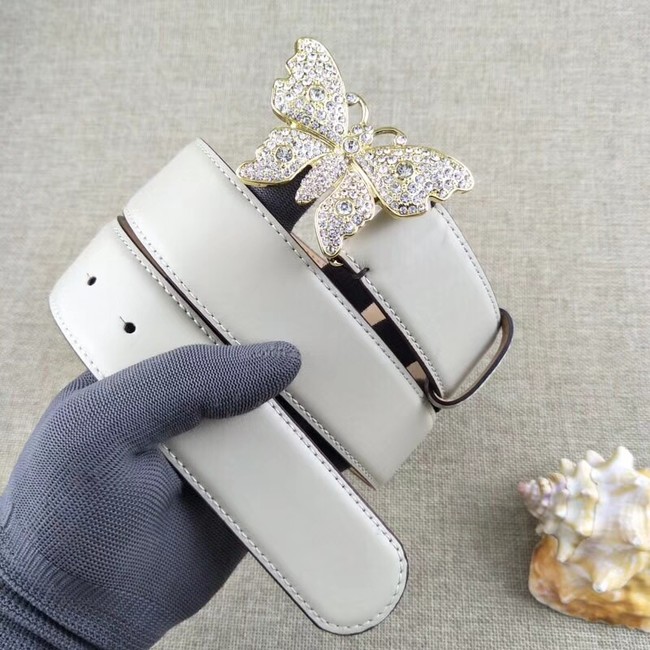 Gucci leather belt with butterfly 499553 white