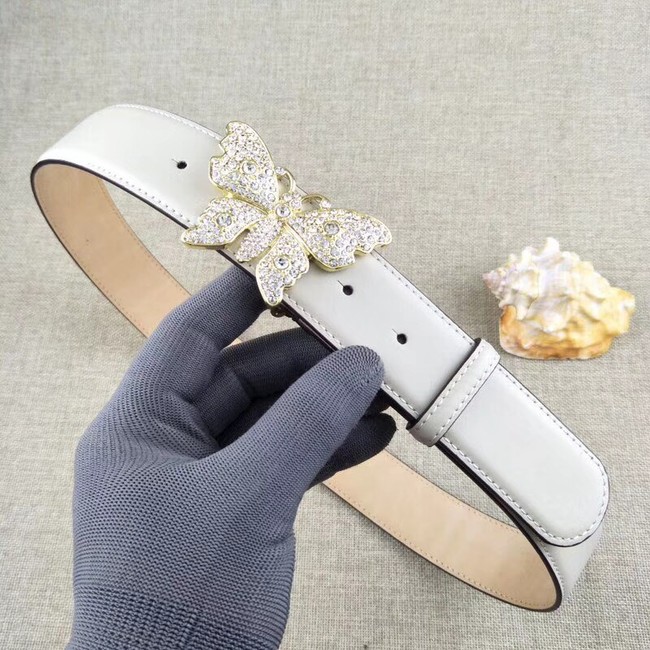 Gucci leather belt with butterfly 499553 white