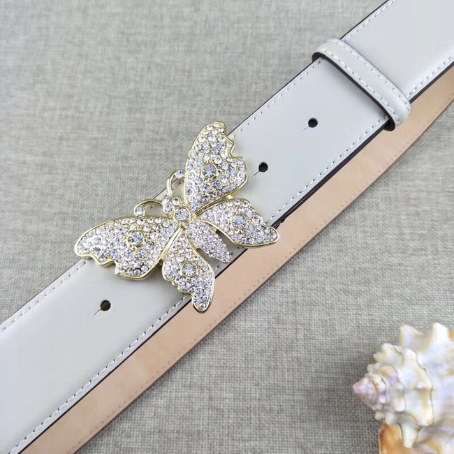 Gucci leather belt with butterfly 499553 white
