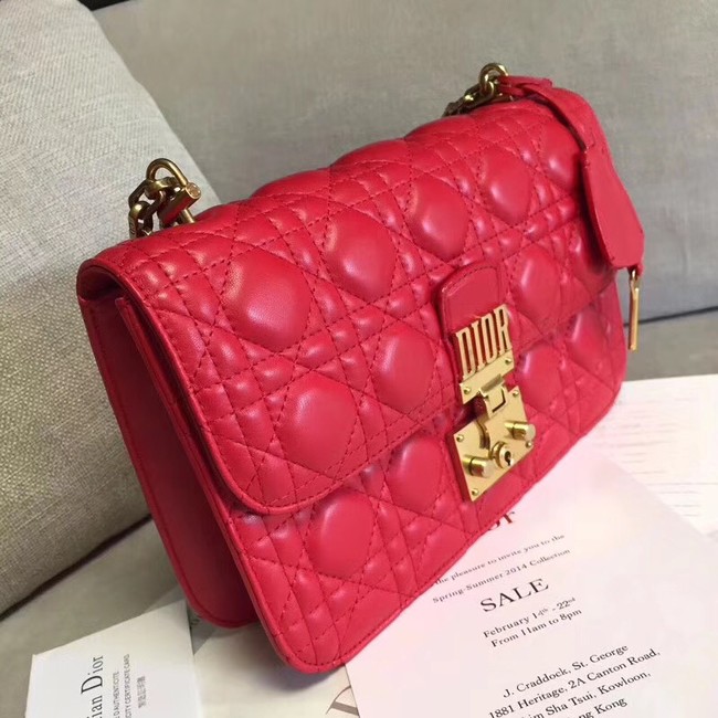 DIORADDICT FLAP BAG IN RED CANNAGE LAMBSKIN M5818