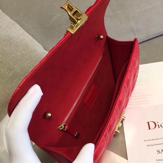 DIORADDICT FLAP BAG IN RED CANNAGE LAMBSKIN M5818