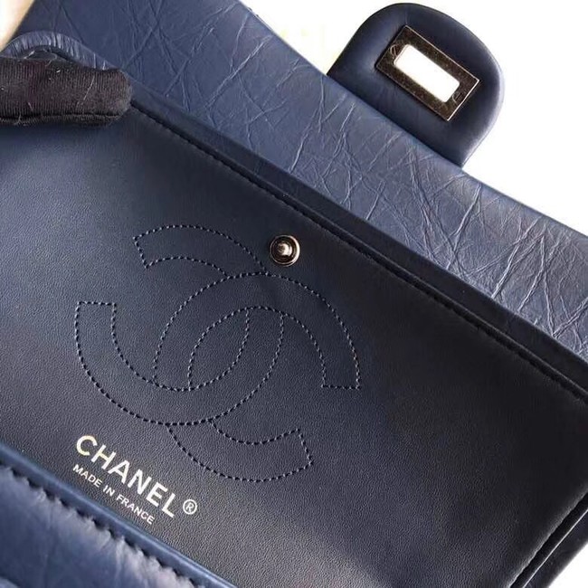 Chanel Flap Original Cowhide Leather 30225 blue Silver chain