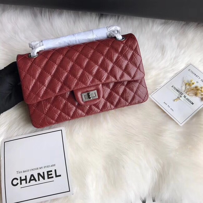 Chanel Flap Original Cowhide Leather 30225 red Silver chain