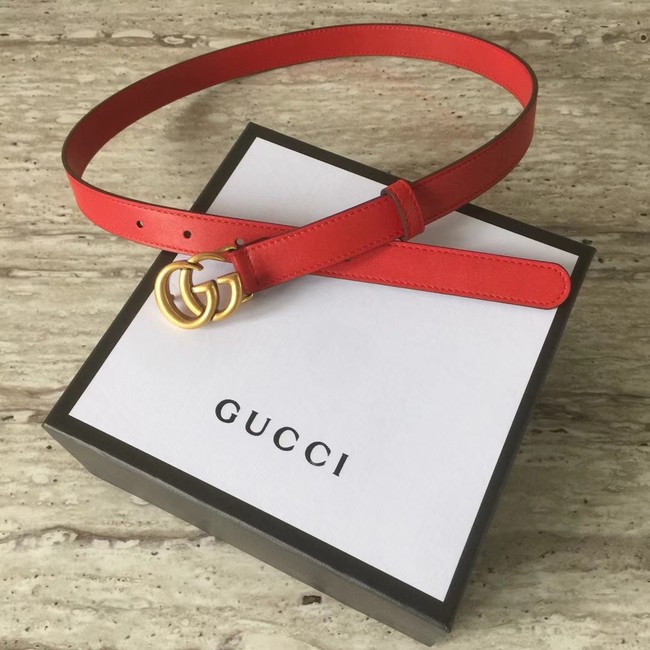 Gucci Leather belt with Double G buckle 409417 red