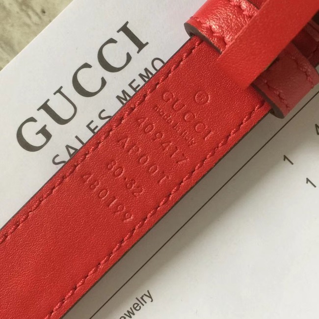 Gucci Leather belt with Double G buckle 409417 red