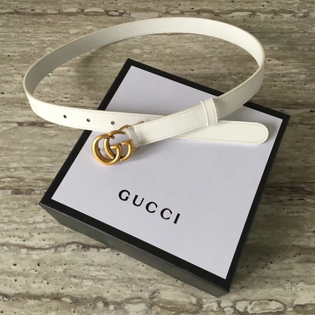 Gucci Leather belt with Double G buckle 409417 white