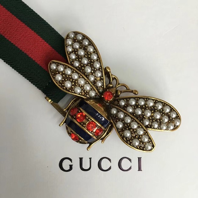 Gucci Sylvie Web belt with bee 453277 red&green