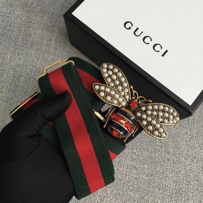 Gucci Sylvie Web belt with bee 453277 red&green