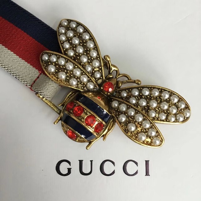 Gucci Sylvie Web belt with bee 453277 red&white&blue