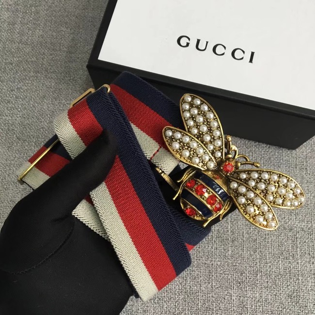 Gucci Sylvie Web belt with bee 453277 red&white&blue