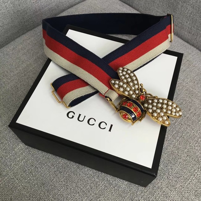 Gucci Sylvie Web belt with bee 453277 red&white&blue