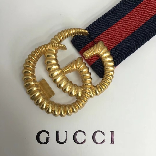 Gucci Web elastic belt with torchon Double G buckle 524101 red&blue