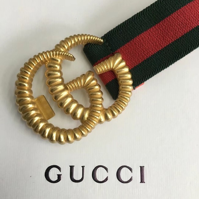 Gucci Web elastic belt with torchon Double G buckle 524101 red&green