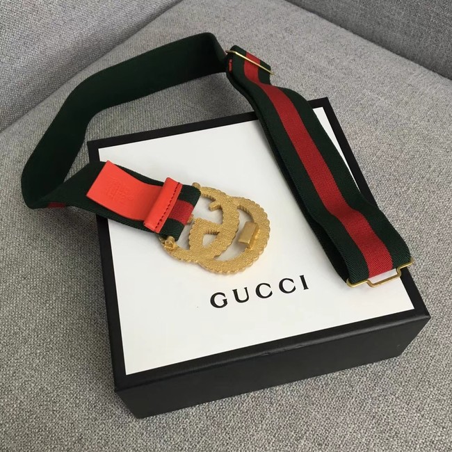 Gucci Web elastic belt with torchon Double G buckle 524101 red&green