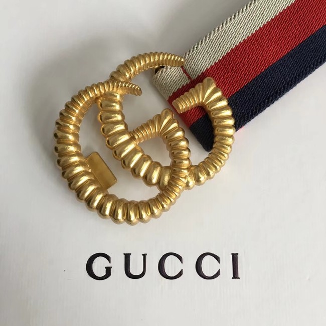 Gucci Web elastic belt with torchon Double G buckle 524101 red&white&blue