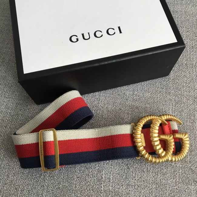Gucci Web elastic belt with torchon Double G buckle 524101 red&white&blue