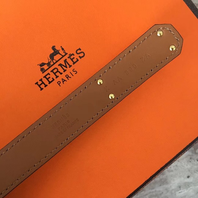 Hermes original epsom leather Kelly belt H069854 black gold plated metal