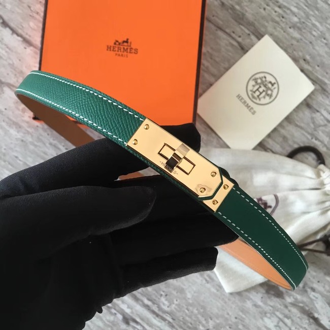 Hermes original epsom leather Kelly belt H069854 green gold plated metal