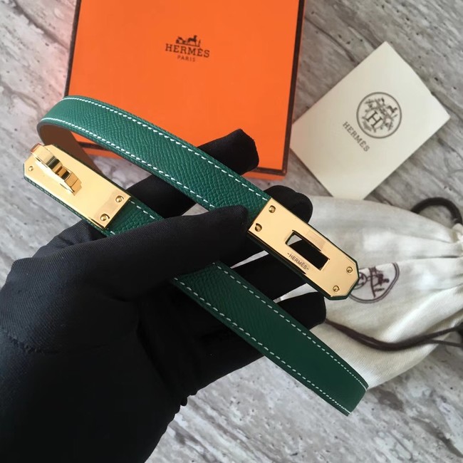 Hermes original epsom leather Kelly belt H069854 green gold plated metal