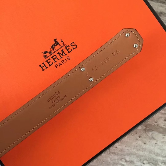 Hermes original epsom leather Kelly belt H069854 lemon silver plated metal