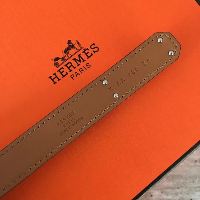 Hermes original epsom leather Kelly belt H069854 pink silver plated metal
