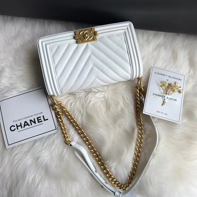 Chanel Leboy Original Caviar leather Shoulder Bag A67086 white gold chain