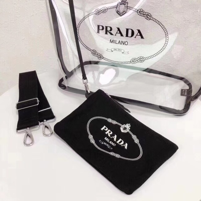 Prada Fabric and Plexiglas handbag large size 1BG164 black