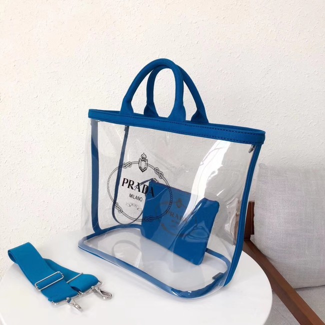 Prada Fabric and Plexiglas handbag large size 1BG164  blue