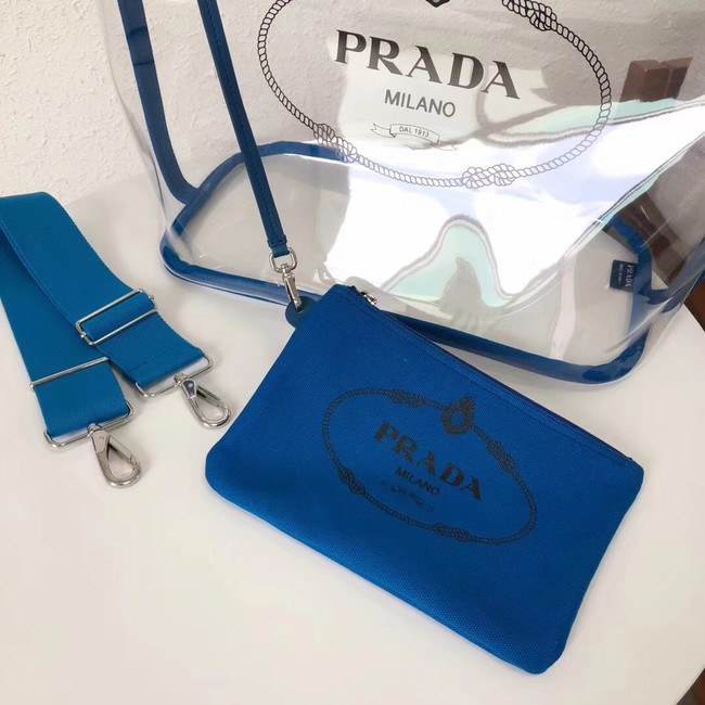 Prada Fabric and Plexiglas handbag large size 1BG164  blue