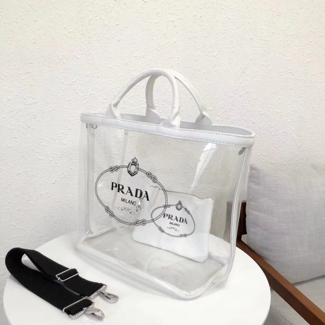 Prada Fabric and Plexiglas handbag large size 1BG164 white