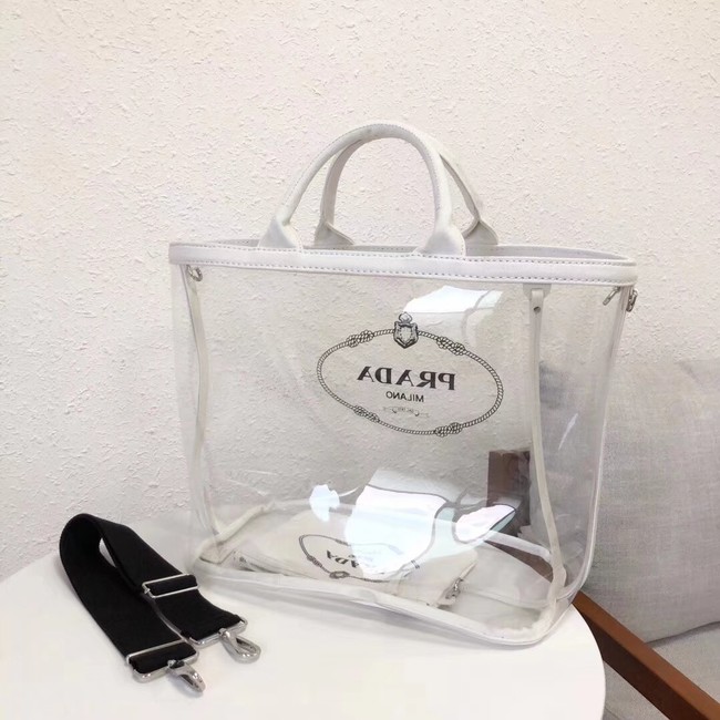 Prada Fabric and Plexiglas handbag large size 1BG164 white