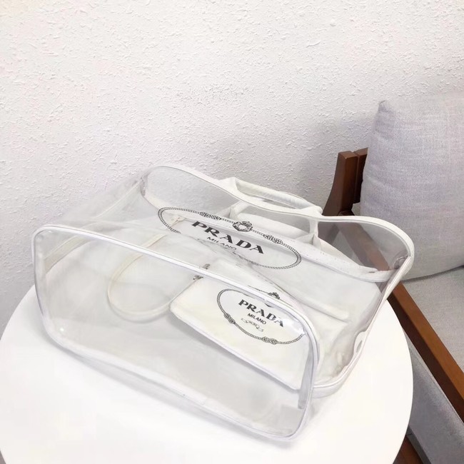 Prada Fabric and Plexiglas handbag large size 1BG164 white