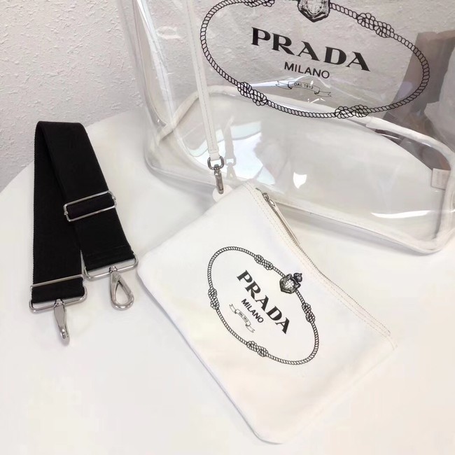 Prada Fabric and Plexiglas handbag large size 1BG164 white