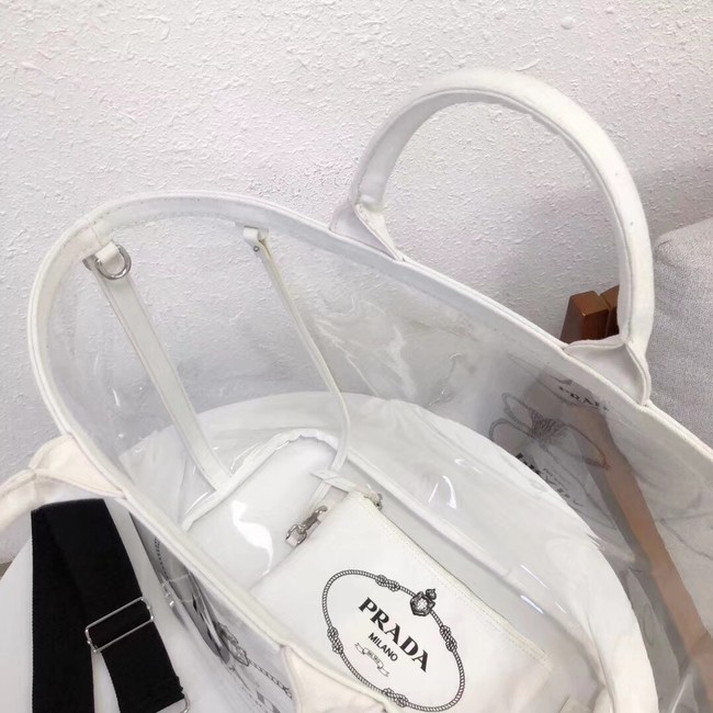 Prada Fabric and Plexiglas handbag large size 1BG164 white