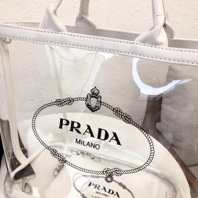 Prada Fabric and Plexiglas handbag large size 1BG164 white