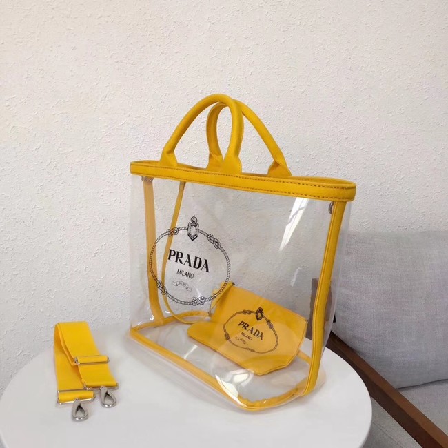 Prada Fabric and Plexiglas handbag large size 1BG164  yellow