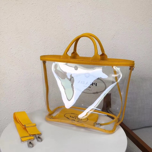 Prada Fabric and Plexiglas handbag large size 1BG164  yellow