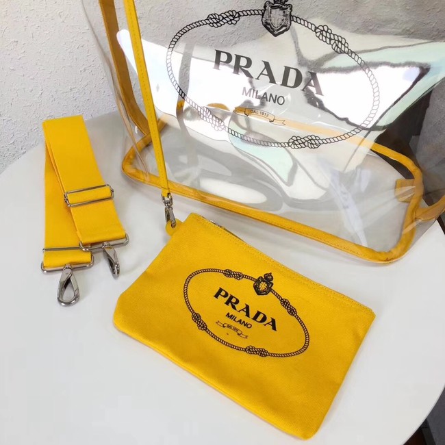 Prada Fabric and Plexiglas handbag large size 1BG164  yellow