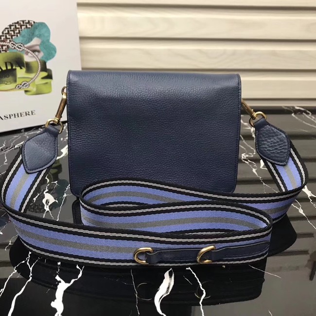 Prada calf leather shoulder bag 1BD102 dark blue