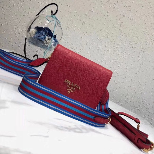 Prada calf leather shoulder bag 1BD102 red