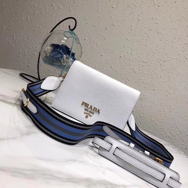 Prada calf leather shoulder bag 1BD102 white